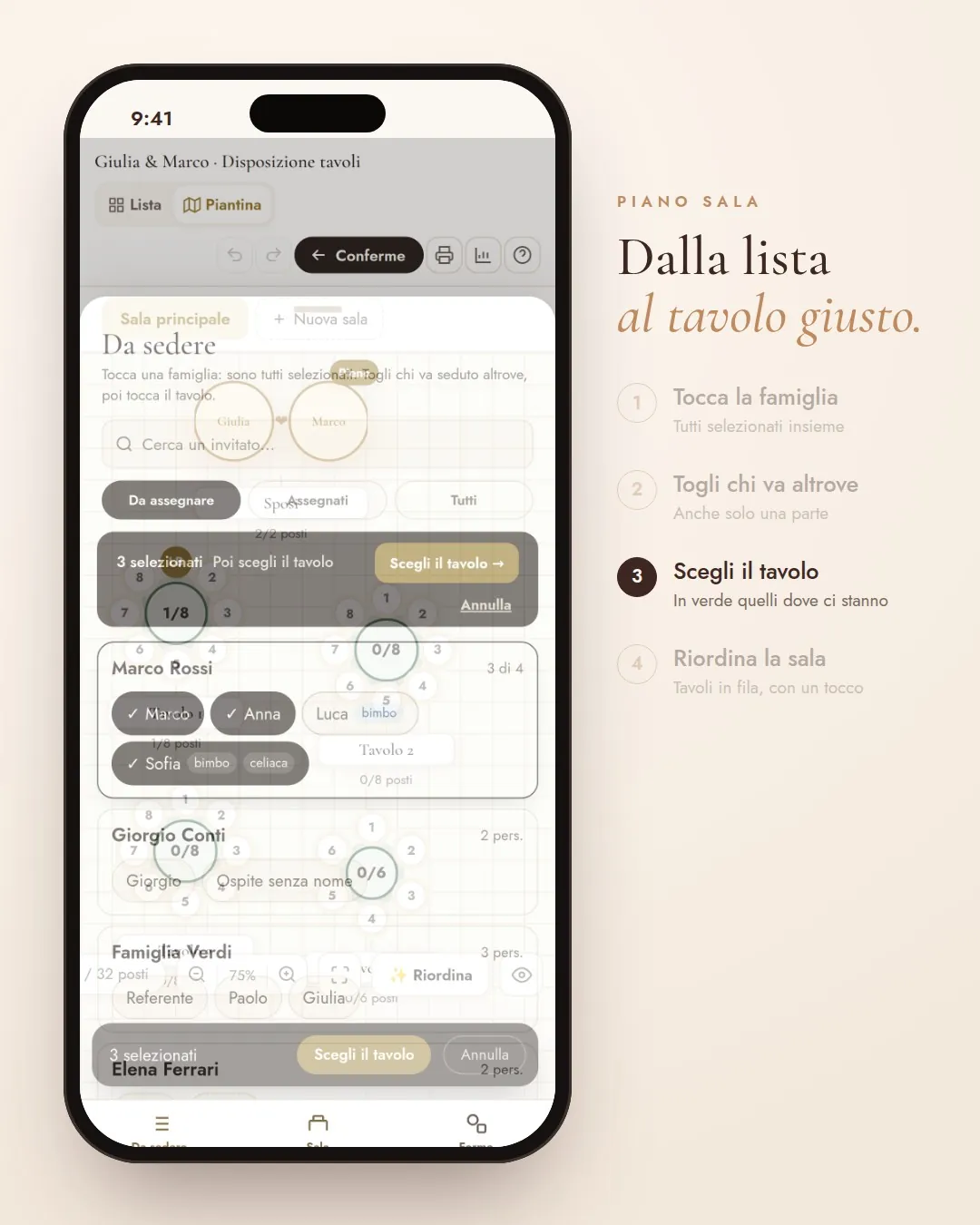 Piano Sala AnnounceYourDay da telefono